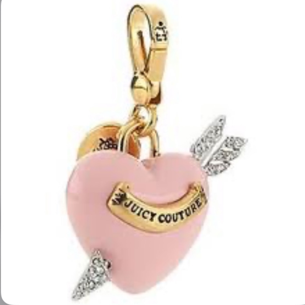 Y2K JUICY COUTURE LOVE STRUCK HEART CHARM BARBIE PINK ENAMEL SWAROVSKI RARE